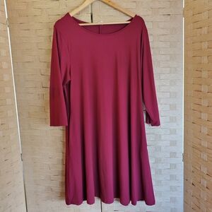 YELETE Midi Women's 2XL Maroon 3/4 Sleeve Dress